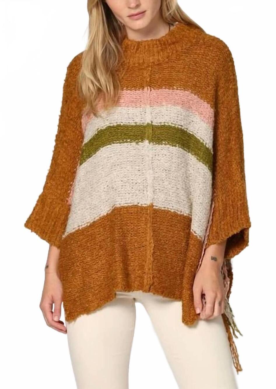 NEW BY TOGETHER fringe detail sweater in desert clay
